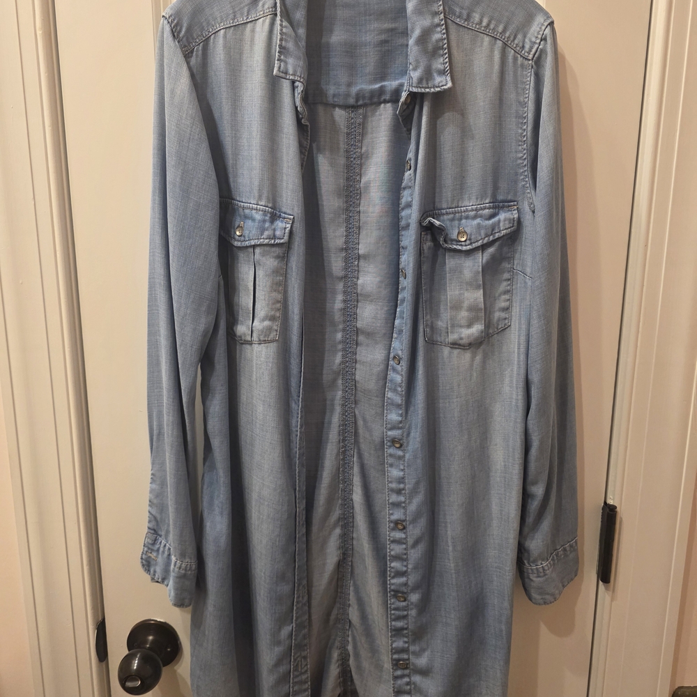 Light Blue Denim Longline Shirt